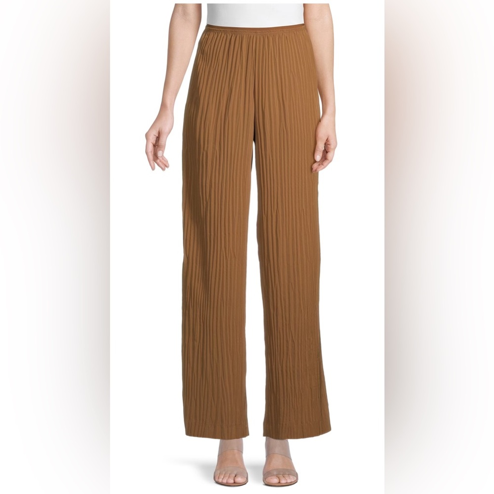Vince Brown Crinkle Wide-Leg Pants, Sz.M